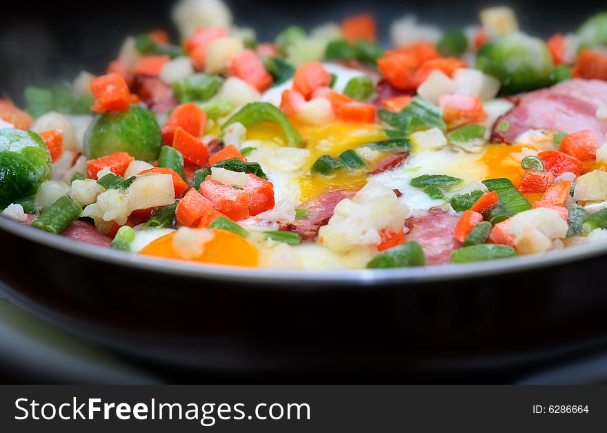 Fried Bacon With Vegetables