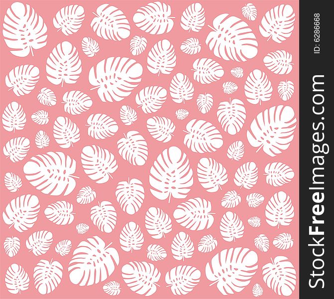 Pink pattern made of philodendron shapes. Pink pattern made of philodendron shapes