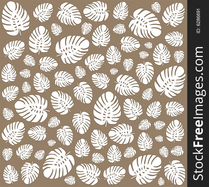 Brown pattern made of philodendron shapes. Brown pattern made of philodendron shapes