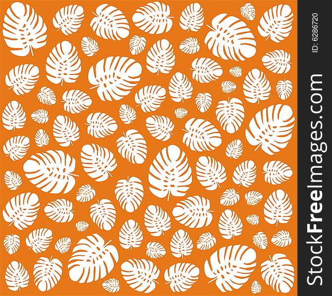 Orange pattern made of philodendron shapes. Orange pattern made of philodendron shapes
