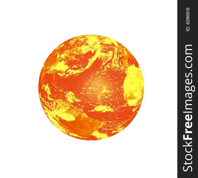 Planet Earth on a white background Global warming concept