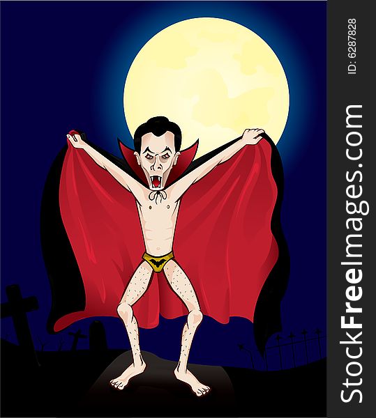 Vector illustration of one naked vampire