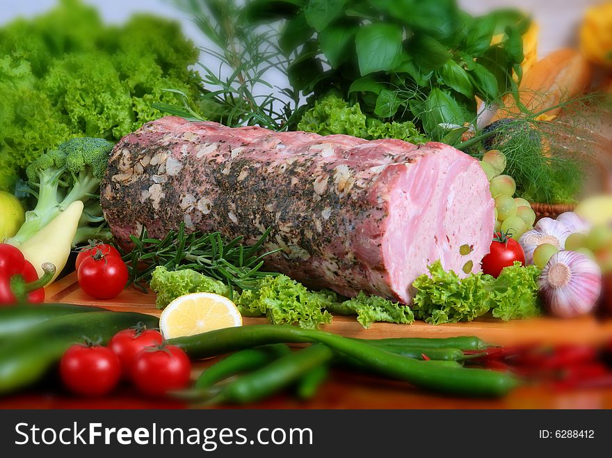 Photo of the polish ham, sausage and others pork products