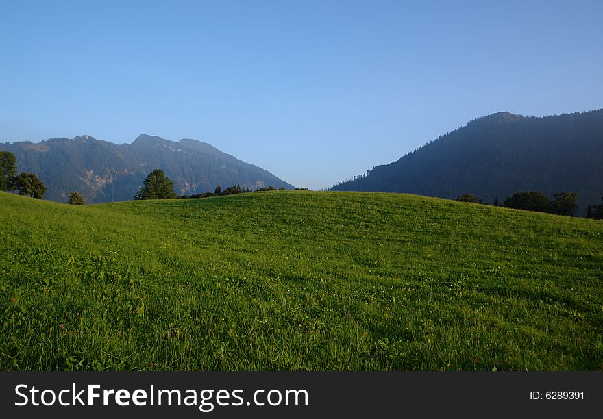 Green field in valley .
Evening in the Bavarin Alpes not so far from Munich . Shoted in Bayrischzell town valley . Green field in valley .
Evening in the Bavarin Alpes not so far from Munich . Shoted in Bayrischzell town valley .