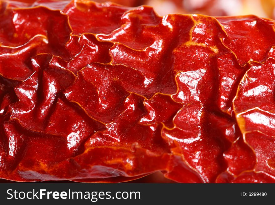 Kashmir red hot chilli dried pepper, super macro background