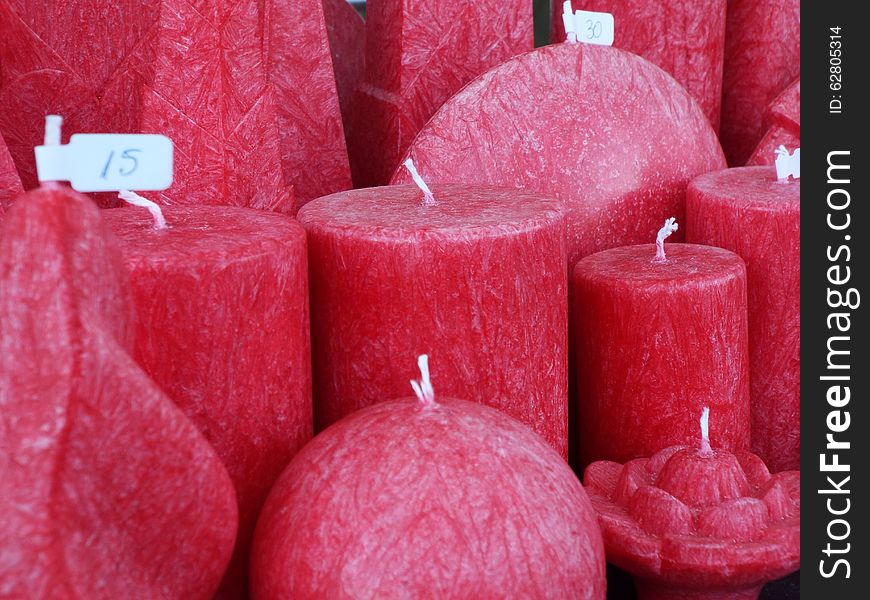 Beautiful hand made decorative fresh red candles. Beautiful hand made decorative fresh red candles