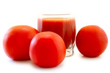Fresh Tomato Juice In Glass And Tomatoes. Royalty Free Stock Images Fresh Tomato Juice In Glass And Tomatoes. Royalty Free Stock Images