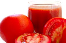 Fresh Tomato Juice In Glass And Tomatoes. Royalty Free Stock Photo Fresh Tomato Juice In Glass And Tomatoes. Royalty Free Stock Photo