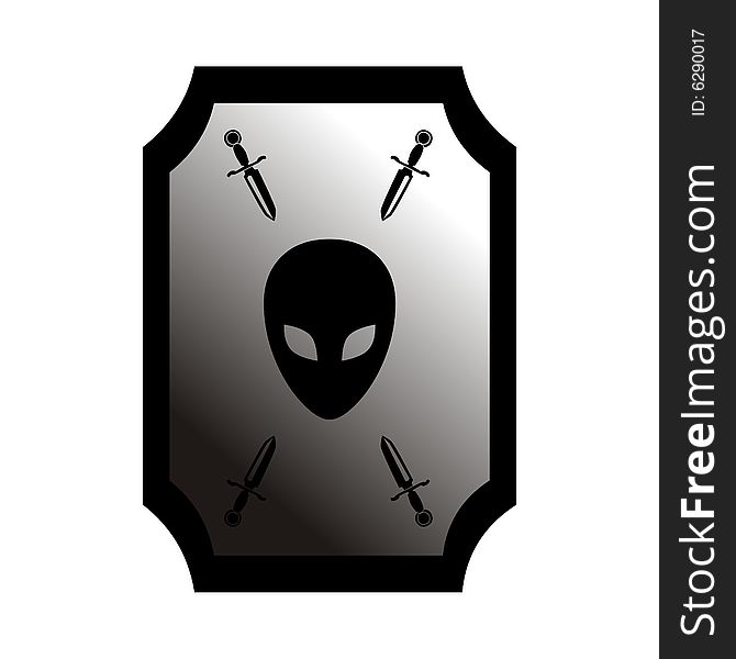 Shield logo with  illustration
