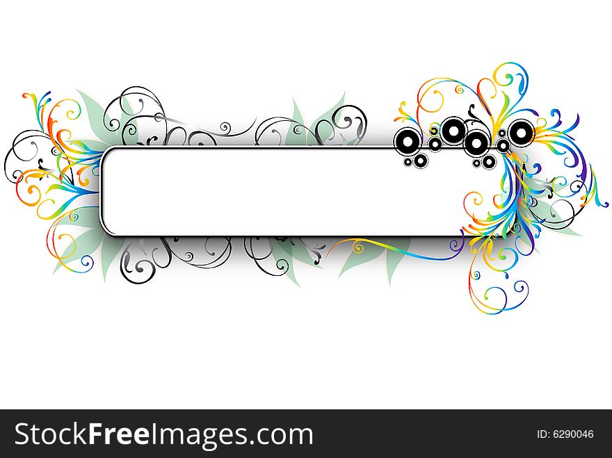 An Illustration of a Floral Border Silhouetted on White Background