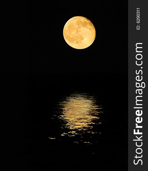 Moon with reflections on water. Moon with reflections on water
