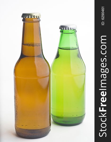 Cold beer isolated over white