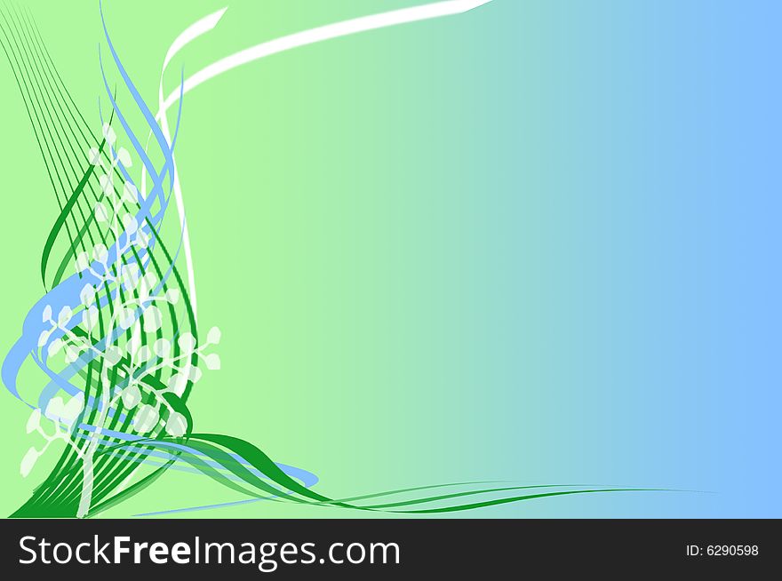 Floral ornament background in green and blue. Floral ornament background in green and blue