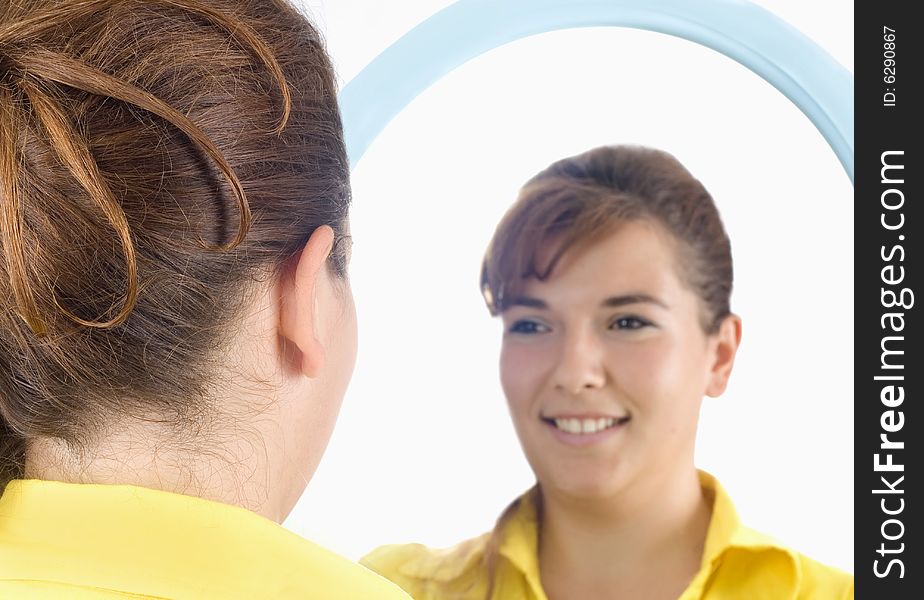 Girl Portrait In Mirror