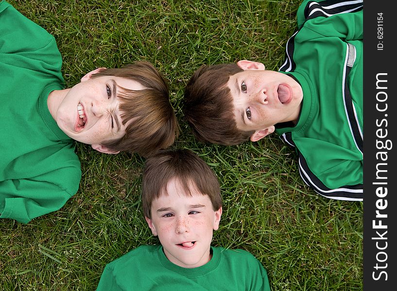 Three Boys Making Silly Faces. Three Boys Making Silly Faces