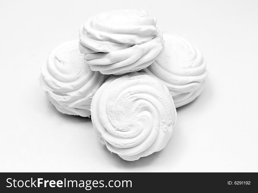 White marshmallow on white black and white. White marshmallow on white black and white