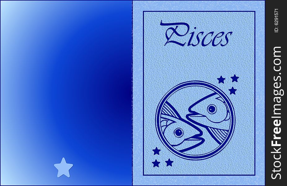 Pisces zodiac card- zodiac theme. Pisces zodiac card- zodiac theme