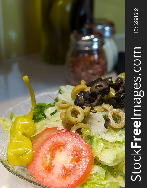 An image of a fresh delicious Greek salad. An image of a fresh delicious Greek salad