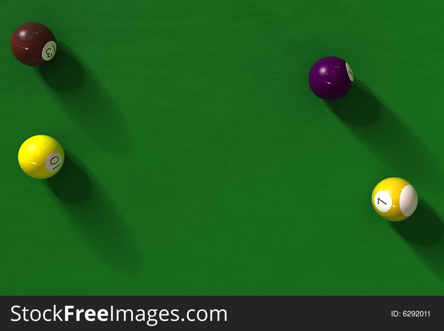 Billiard table with balls - photorealistic 3d render