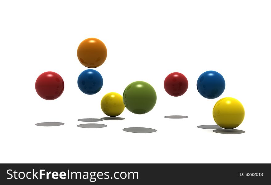 Isolated spheres on white background - 3d render