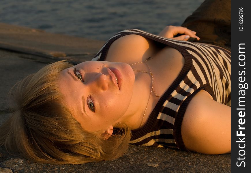 Portrait of young woman on the roof. Portrait of young woman on the roof