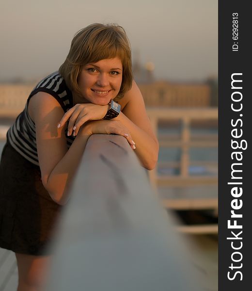 Portrait of young woman on the roof. Portrait of young woman on the roof