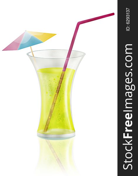 Yellow cocktail illustration isolated on white