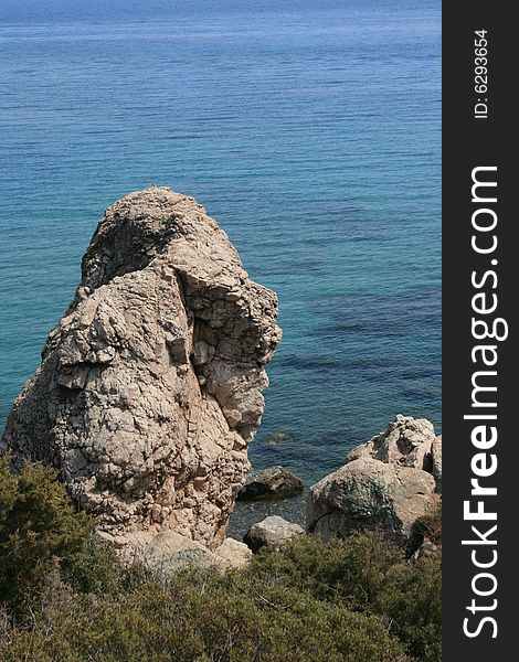 A shot of Rock on the sea shore - Paphos area - Cyprus. A shot of Rock on the sea shore - Paphos area - Cyprus