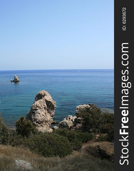 A shot of Rock on the sea shore - Paphos area - Cyprus. A shot of Rock on the sea shore - Paphos area - Cyprus