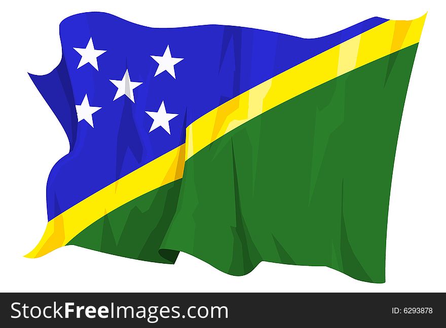 Computer generated illustration of the flag of Solomon Islands. Computer generated illustration of the flag of Solomon Islands