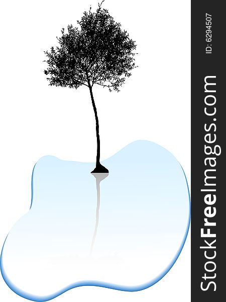 Black tree silhouette. Vector illustration.