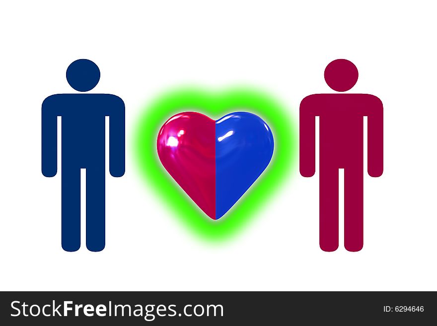 Couple with heart symbol - isolated illustration