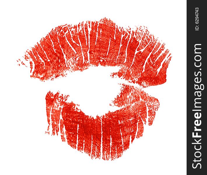Kiss. Imprint of lipstick in form kiss.