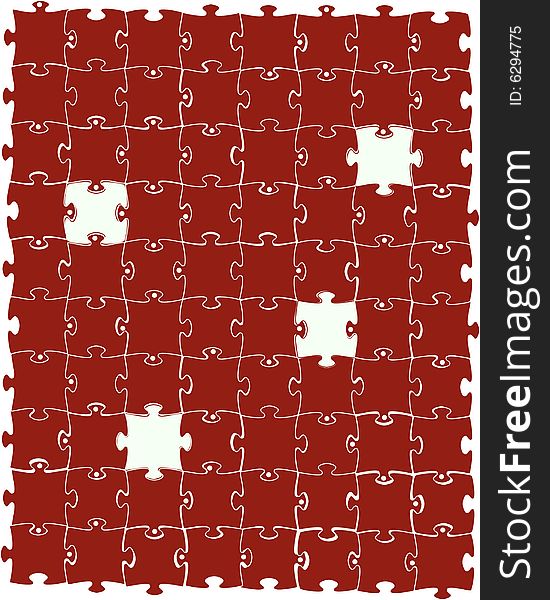 Abstract background in the form of a red puzzle. Abstract background in the form of a red puzzle