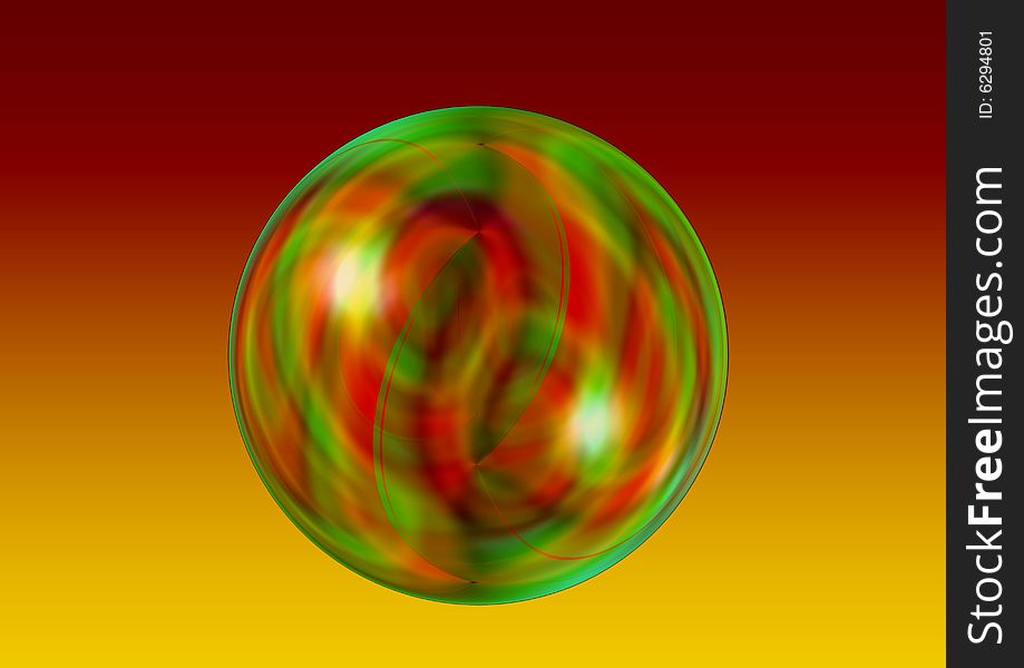 Multicolored ball in gradient background