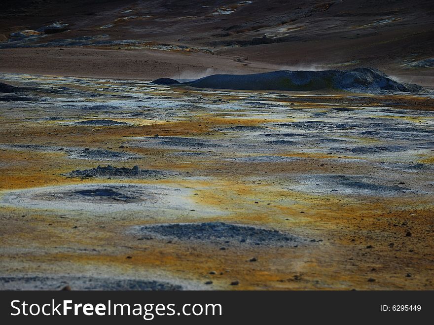 Namafjall, the biggest geothermal and sulphuric area in iceland. Namafjall, the biggest geothermal and sulphuric area in iceland