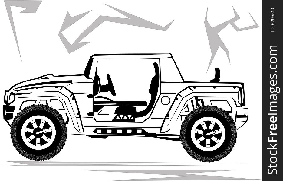 Illustration of a military off-road car it is isolated on the white
