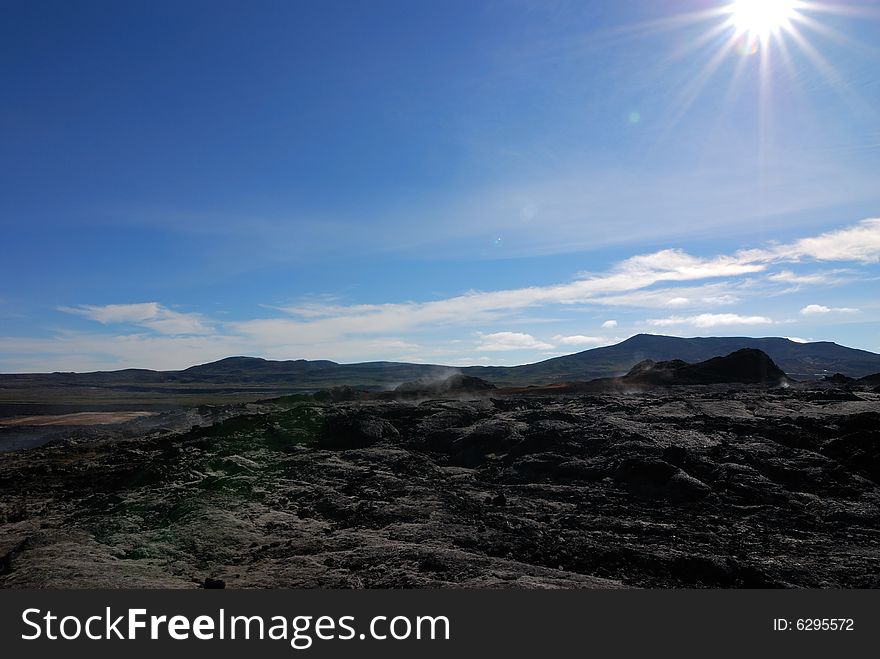 Krafla volcano, the youngest lava area in Iceland. Krafla volcano, the youngest lava area in Iceland