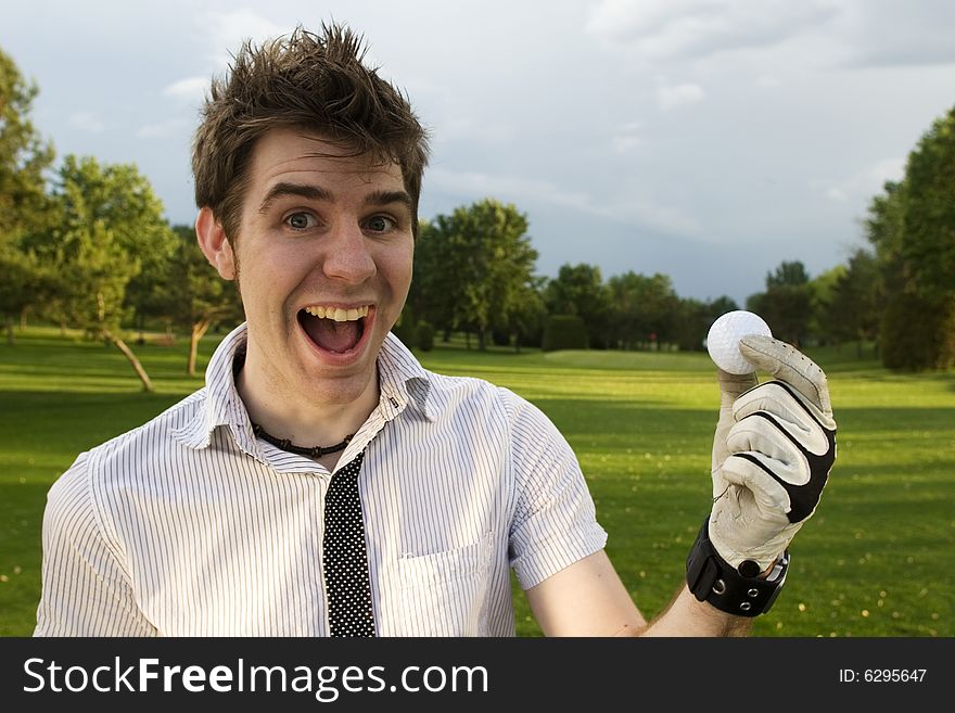 Young Man Excited About Golf