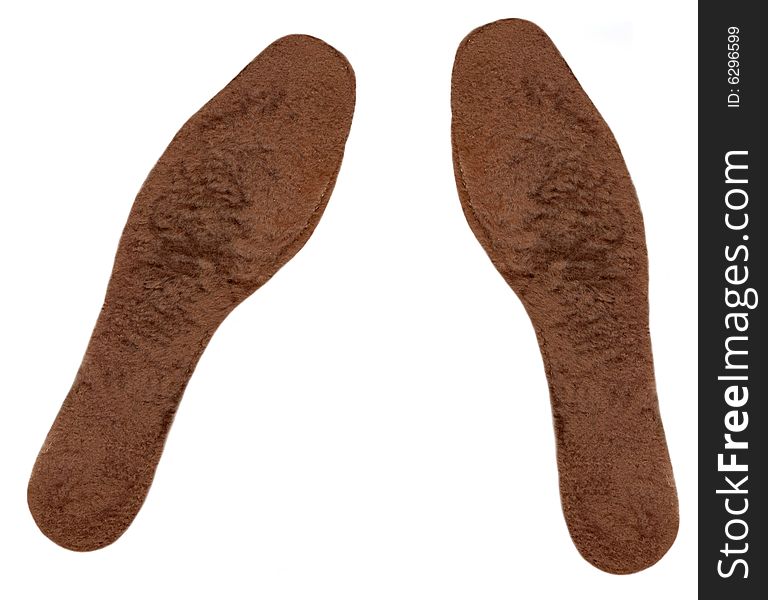 Fur winer inners insole isolated on the white background