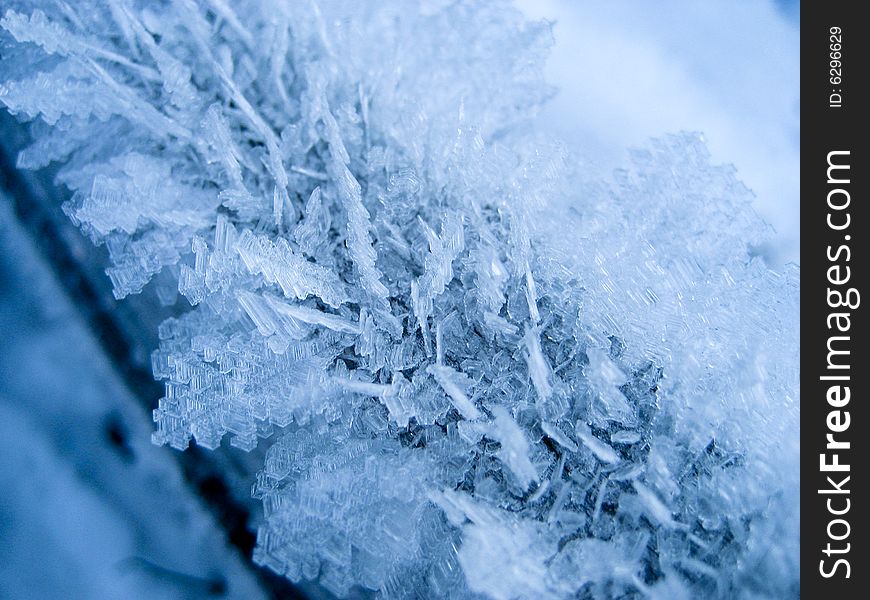 Frost abstract showing freeze flakes, shot outdoors