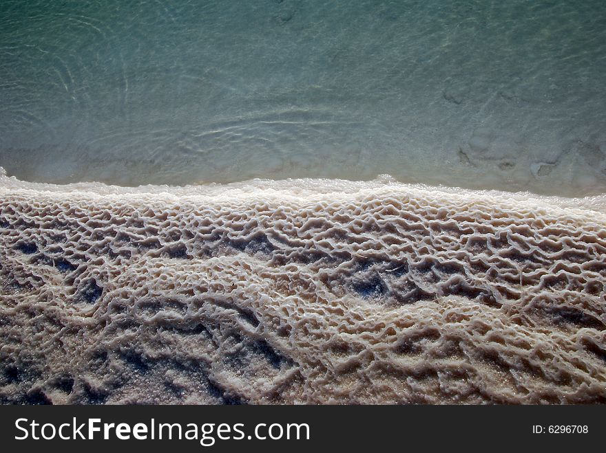 Coastline of Dead Sea : salt on coast and in water. Coastline of Dead Sea : salt on coast and in water