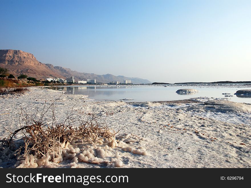 Salt on coast of Dead Sea, Israel. Salt on coast of Dead Sea, Israel