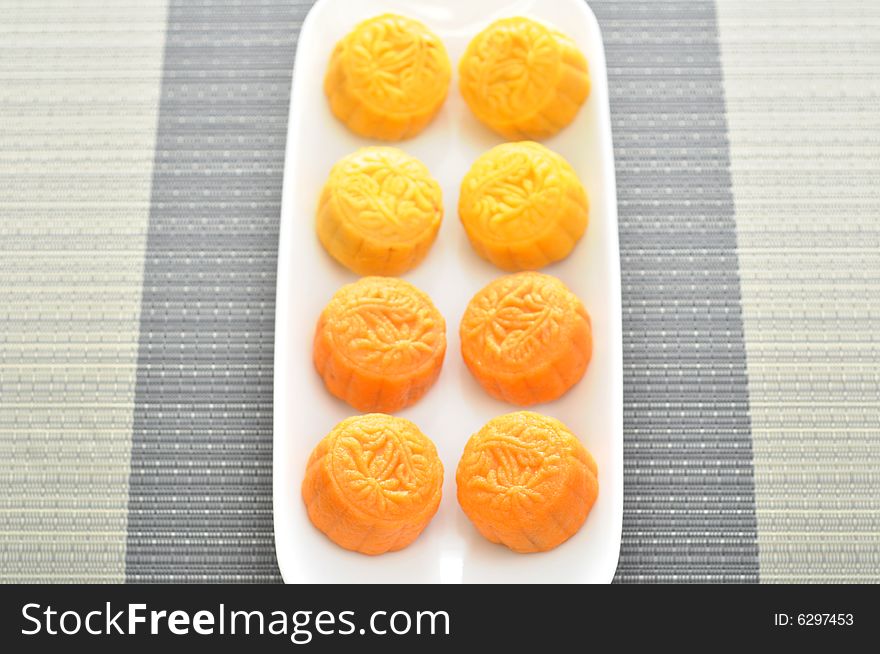 Pictures of orange and yellow skinned mooncakes. Picture here, ready to serve. Good for festival, asian and chinese contexts. Pictures of orange and yellow skinned mooncakes. Picture here, ready to serve. Good for festival, asian and chinese contexts.