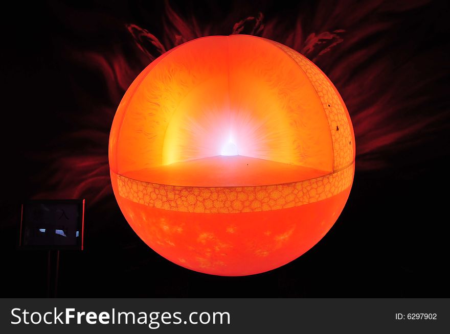 Model of sun, fire ball, inner of the star