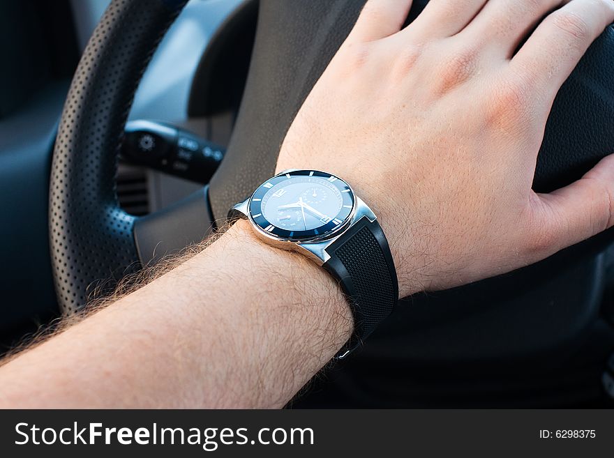 Mens hand with watch on it