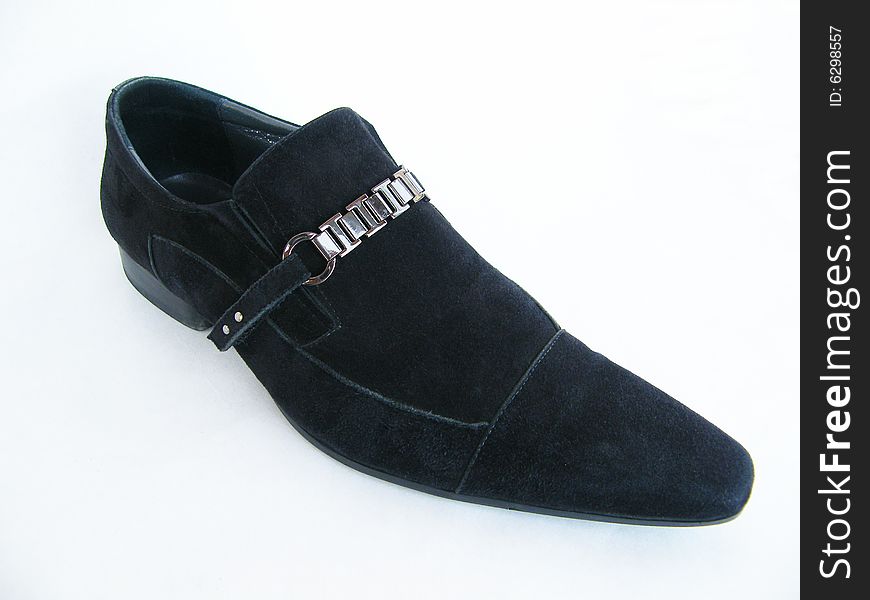 Stylish black shoes isolated on a white background. Stylish black shoes isolated on a white background