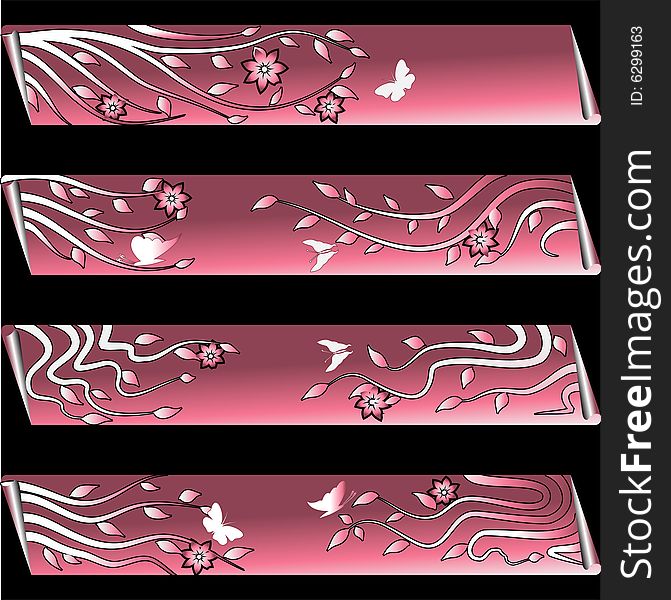 Four separated banner with similar design elements such as flower for your text. Four separated banner with similar design elements such as flower for your text.