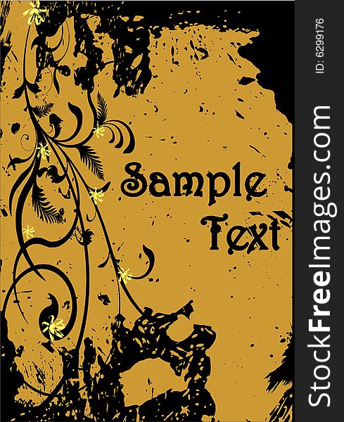 Abstract floral grunge template vector. Abstract floral grunge template vector