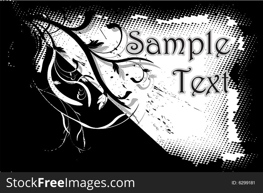 Black & white floral grunge template. Black & white floral grunge template